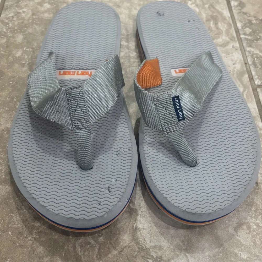 Hari Mari Mens Dunes Flip Flops Grey Orange Blue Thong Sandals Size 10